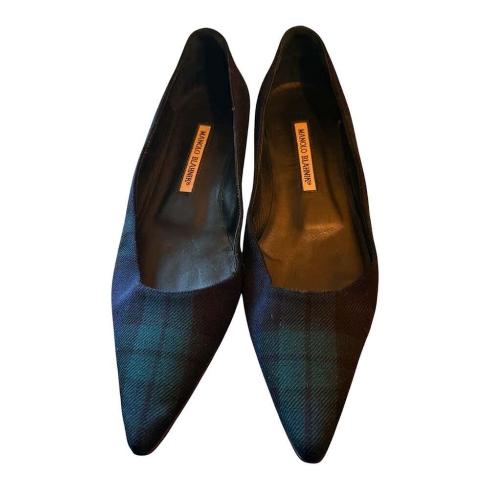 Manolo Blahnik Blackwatch Plaid Pointed-Toe Flats